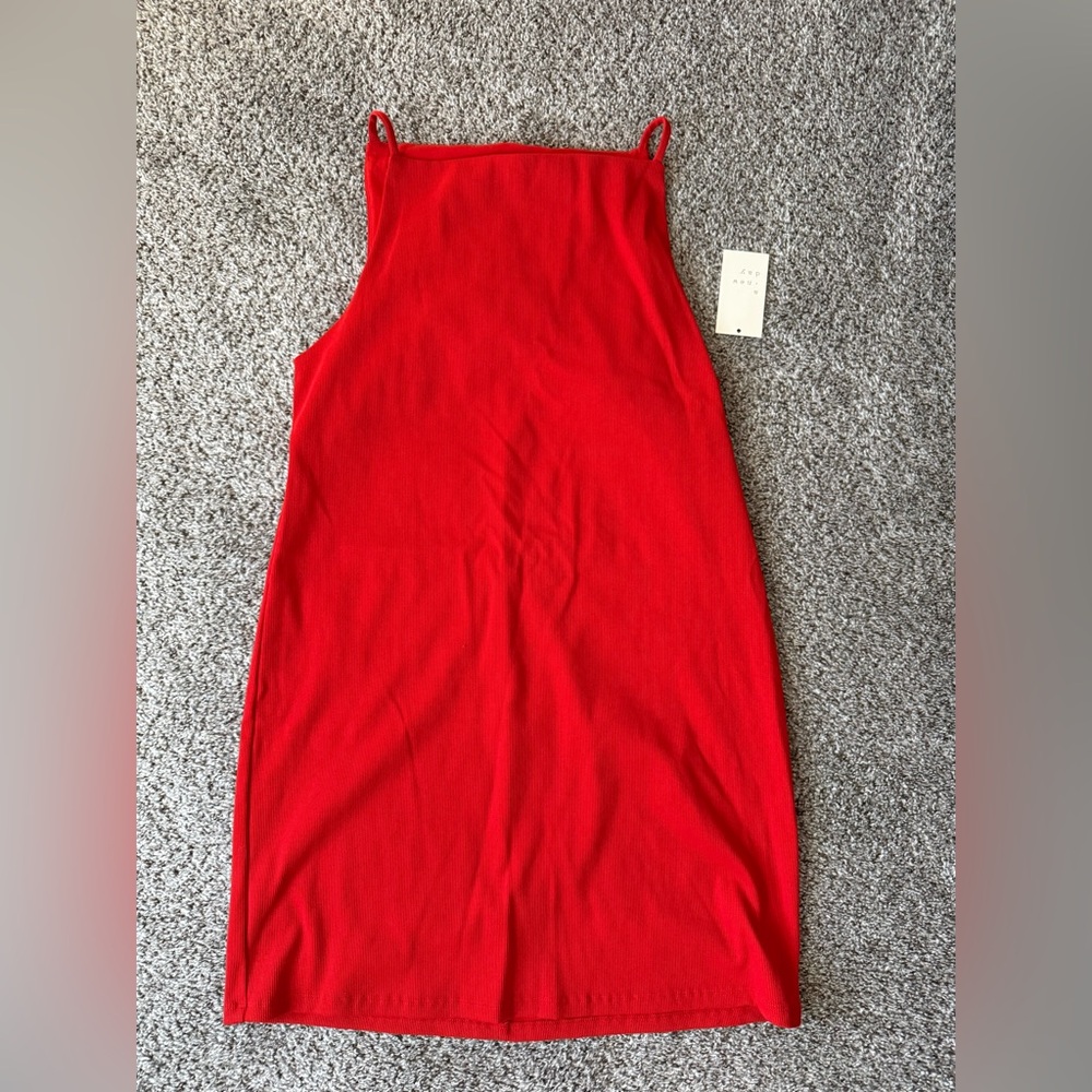 A New Day- Red Ribbed Dress